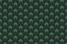 Dark emerald palm fronds arranged in elegant damask style repeat on black background - view 6 - final
