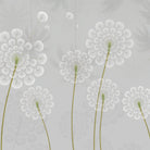Stylized white dandelion flowers with spherical seedheads against deep emerald green background - view 14 - final