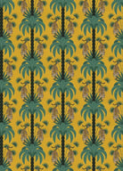 Repeating emerald green palm trees with golden tigers create luxurious tropical damask pattern - view 16 - repeat-original - final