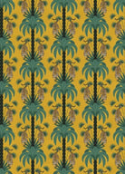 Repeating emerald green palm trees with golden tigers create luxurious tropical damask pattern - view 17 - repeat-small - final