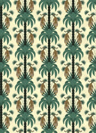 Repeating emerald green palm trees with golden tigers create luxurious tropical damask pattern - view 27 - repeat-small - final