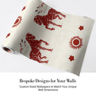 Symmetrical red horse silhouettes with decorative floral borders in traditional folk art style - view 5 - final