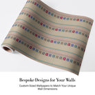 Vertical stripes with multicolored arch motifs in beige, creating elegant retro architectural details - view 4 - final