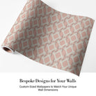 Blush pink geometric diamond lattice with delicate floral sprigs on modern interior wall - view 4 - final