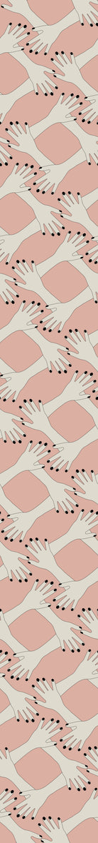 Blush pink geometric diamond lattice with delicate floral sprigs on modern interior wall - view 6 - repeat-original - final
