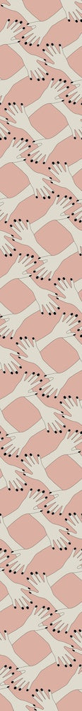 Blush pink geometric diamond lattice with delicate floral sprigs on modern interior wall - view 7 - repeat-small - final