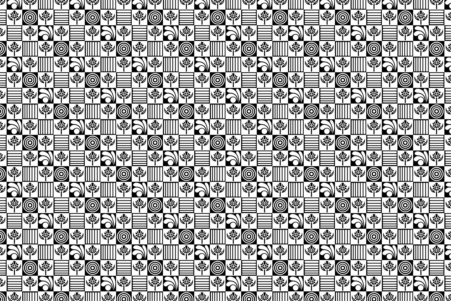 Geometric floral fusion in lea - "motifs" wallpaper mural-inequal final