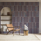 Modern vertical stripes with tribal motifs in brown and red tones against wall - view 20 - final