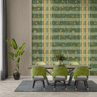 Luxurious gold damask stripes with delicate floral motifs on warm beige background - view 7 - final