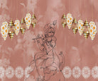 "Golden Radiance Krishna religious mural in lea - religion wallpaper mural-inequal final"