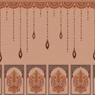 Ornate hanging beaded border with emerald leaf pendants in traditional Mughal architectural style - view 8 - final