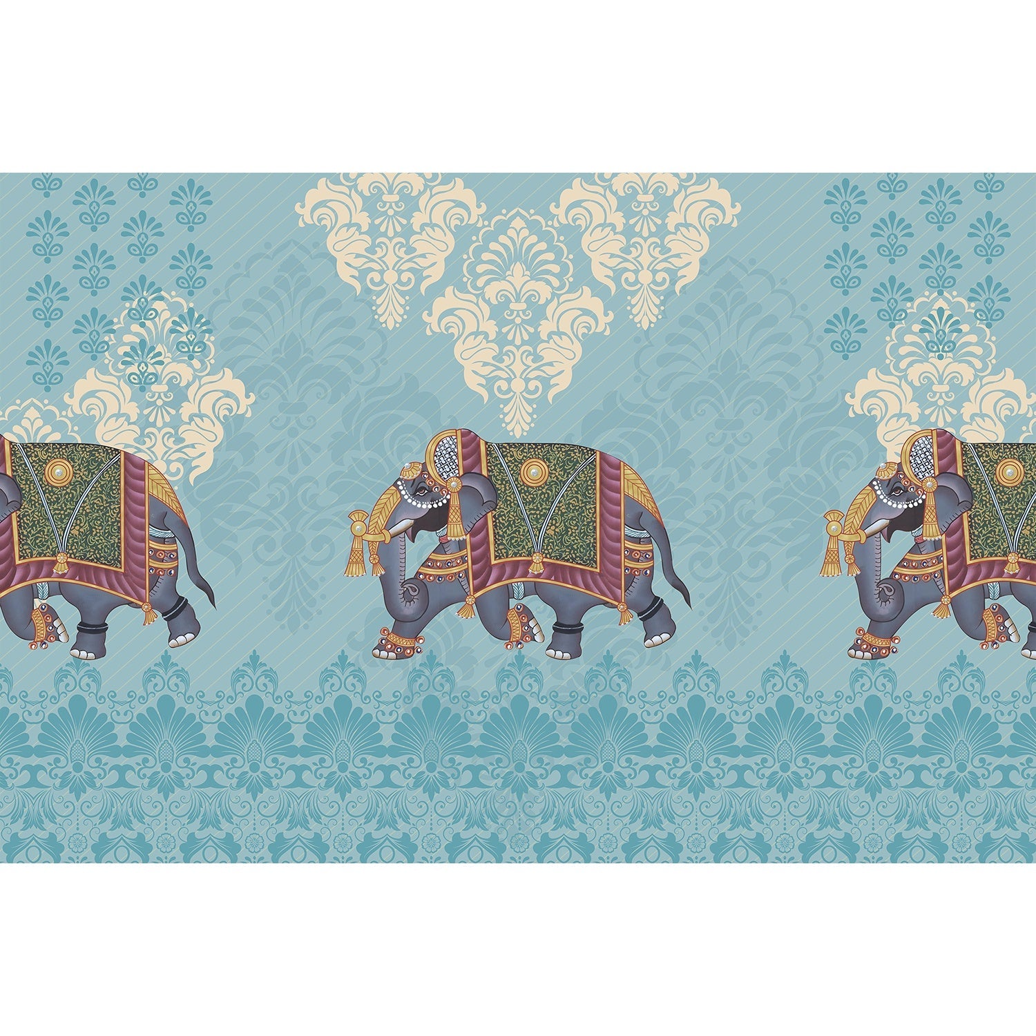 Regal elephant design in lea - "royal" wallpaper mural-equal final