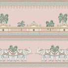 Ornate Mughal palace architecture with palm trees and decorative elephants in soft turquoise tones - view 12 - final