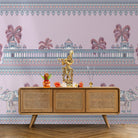 Ornate Mughal palace architecture with palm trees and decorative elephants in soft turquoise tones - view 15 - final