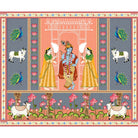 "Radha Krishna embracing in lea - religion wallpaper mural-equal final"