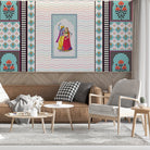 Traditional Indian artwork with decorative waves and geometric borders featuring cultural dance illustration - view 10 - final