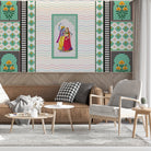Traditional Indian artwork with decorative waves and geometric borders featuring cultural dance illustration - view 15 - final