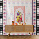 Traditional Indian artwork with decorative waves and geometric borders featuring cultural dance illustration - view 18 - final