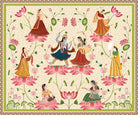 Radha Krishna Raas Leela floral design in lea - "pichwai" wallpaper mural-inequal final