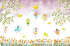"Whimsical fairy garden scene in lea - kids wallpaper mural-inequal final"