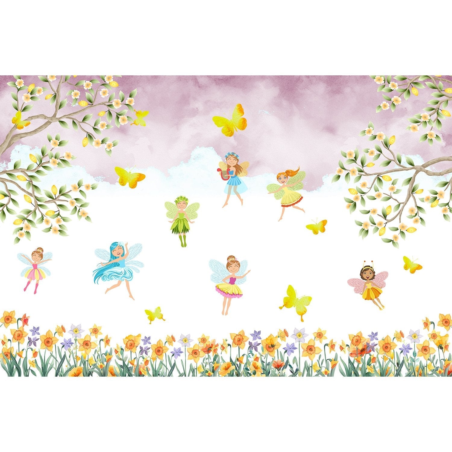 Fairy garden delight in lea - kids wallpaper mural-equal final