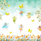 Whimsical fairy characters dancing among yellow butterflies and floral elements on light background - view 14 - final