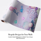 Whimsical mermaids swimming with sea creatures in pastel purple underwater coral landscape - view 4 - final