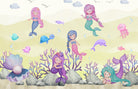 "Playful mermaid ocean scene in lea - kids wallpaper mural-inequal final"