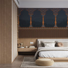 Ornate arched colonnade with forest silhouettes in emerald green and gold architectural details - view 7 - final bed-room