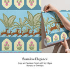 Traditional Indian border design with prancing deer, palm trees and floral medallion motifs - view 3 - final