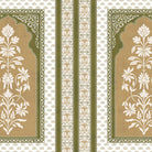 Traditional Mughal inspired panels with white floral motifs on teal background with decorative borders - view 8 - final