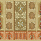 Traditional Indian panels featuring circular tree motifs and floral designs in gold and sage - view 2 - final