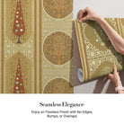 Traditional Indian panels featuring circular tree motifs and floral designs in gold and sage - view 3 - final