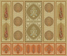 "Ornamental floral panel in lea - mughal wallpaper mural-inequal final"