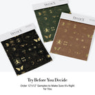 Art deco style celestial symbols and nature motifs in gold on black background - view 20 - final all-groups samples