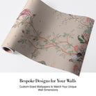 Delicate chinoiserie scene with exotic birds perched on blooming cherry blossom branches - view 4 - final