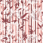 Repeating green bamboo leaves and stems on white background with vertical striped pattern - view 24 - repeat-original - final