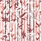 Repeating green bamboo leaves and stems on white background with vertical striped pattern - view 25 - repeat-small - final