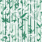 Repeating green bamboo leaves and stems on white background with vertical striped pattern - view 7 - repeat-original - final