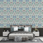 Symmetrical damask motifs in pink and sage green with intricate floral ornamental details - view 14 - final bed-room