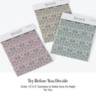Symmetrical damask motifs in pink and sage green with intricate floral ornamental details - view 24 - final all-groups samples