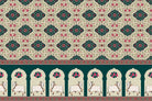 "Sacred cow motif with lotus accents in lea - mughal wallpaper mural-inequal final"