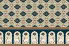 "Sacred cow motif with lotus accents in lea - mughal wallpaper mural-inequal final"