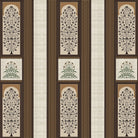 Traditional brown striped panels featuring ornate floral trees and palmette motifs in classic style - view 2 - final