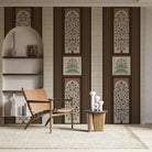 Traditional brown striped panels featuring ornate floral trees and palmette motifs in classic style - view 4 - final hobby-room