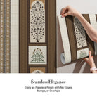 Traditional brown striped panels featuring ornate floral trees and palmette motifs in classic style - view 5 - final