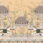 Elegant palace pavilions with domed architecture and horses amid botanical garden scenery - view 2 - final