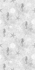 Delicate repeating pattern of blue seahorses and coral starfish on light background - view 26 - repeat-small - final