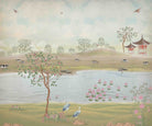 Scenic countryside landscape in lea - chinoiserie wallpaper mural-inequal final