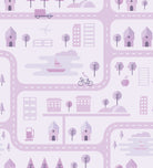 Whimsical peach townhouses with trees and gardens in repeating geometric nursery pattern - view 27 - repeat-original - final